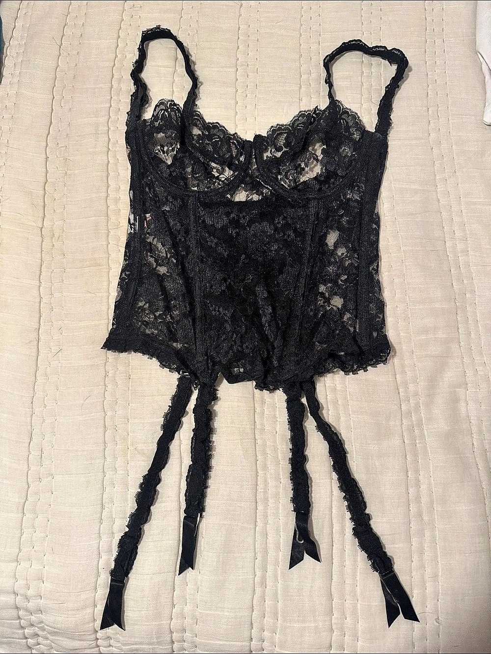 Lady Marlene Lace Bustier Corset Black Lace Corset Size 36